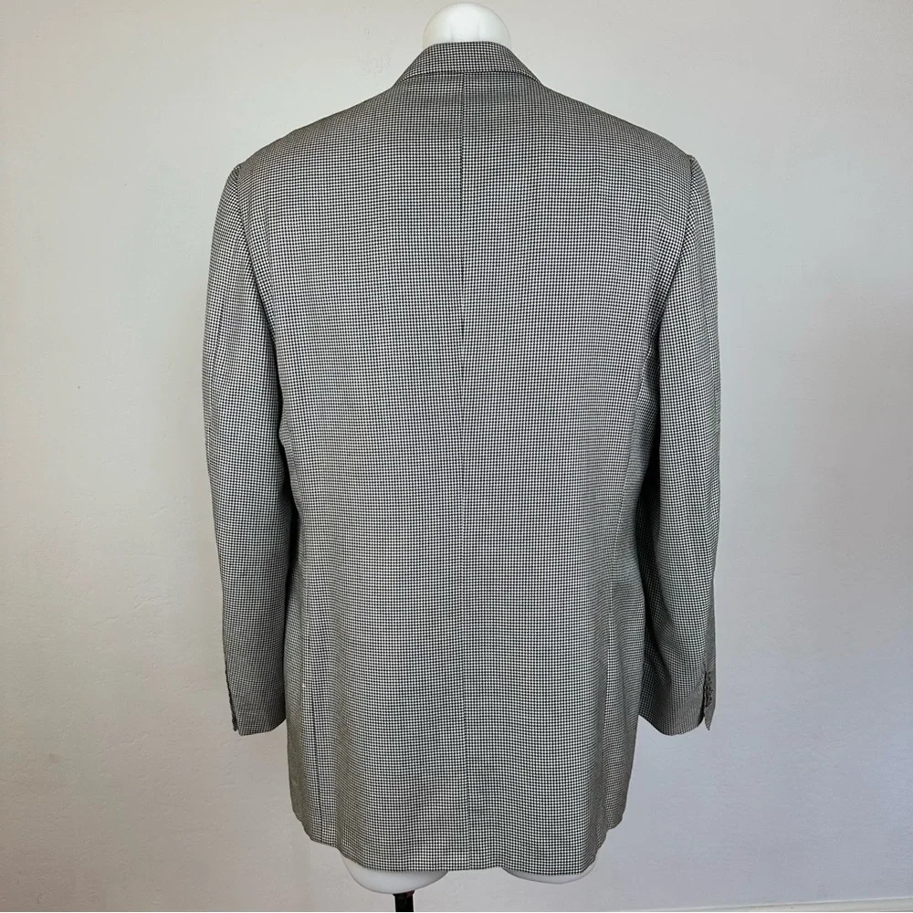 Canali Silk Black and White Puppytooth Blazer